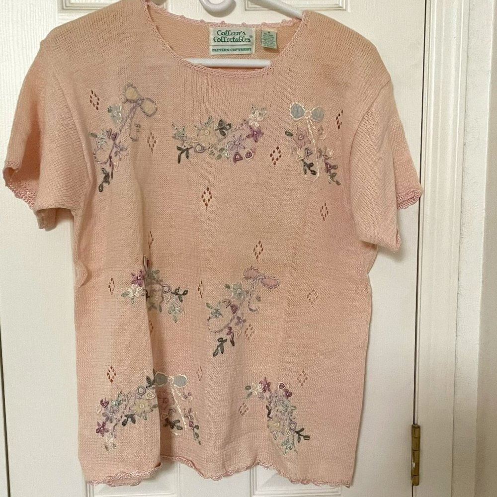 Vintage Pink Short Sleeve Sweater